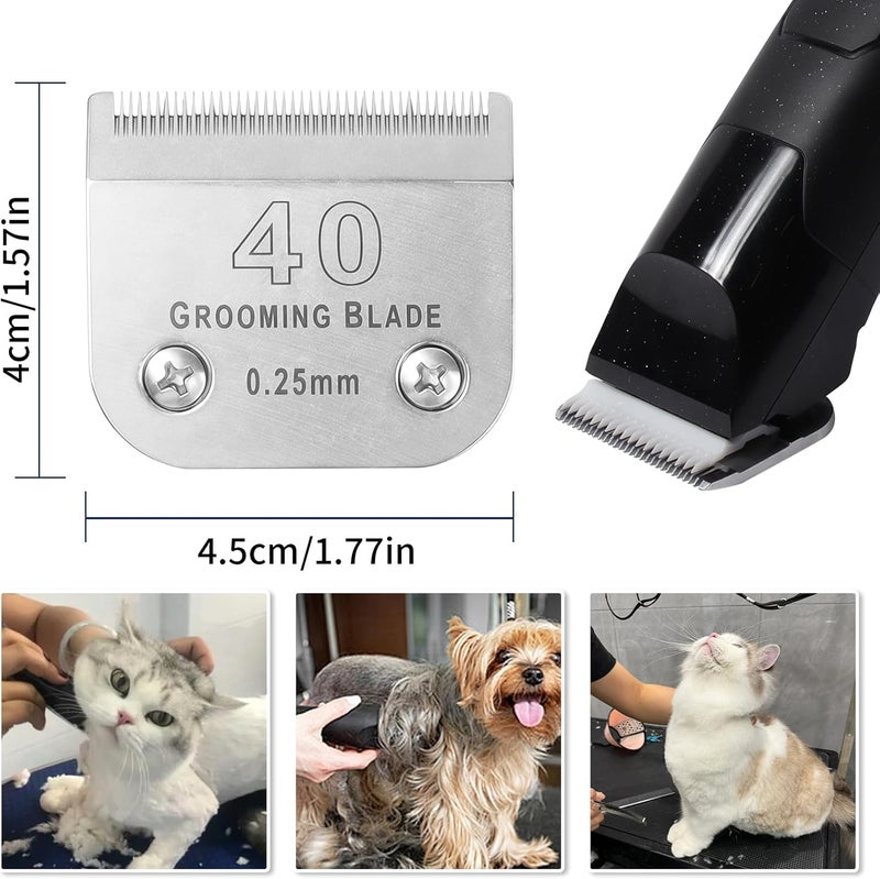 OEMIRY 3 Pcs Size 40# Detachable Dog Grooming Blades, Compatible with Andis, Oster A5, Wahl KM10 Series Clippers, Cut Length 0.25mm, Silver (40# 0.25mm, 3 Packs) - Image 4